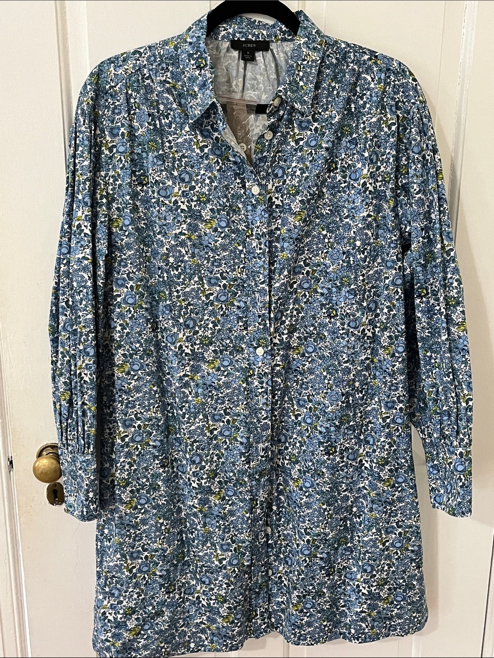 J. Crew Blue Floral Long-Sleeve Button-Down Shirt NWT